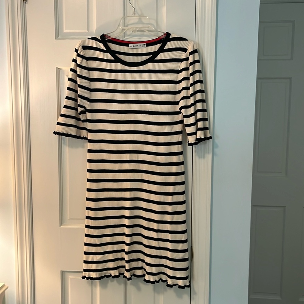 Zara Knit black and ivory dress ! Day to evening ! EUC
